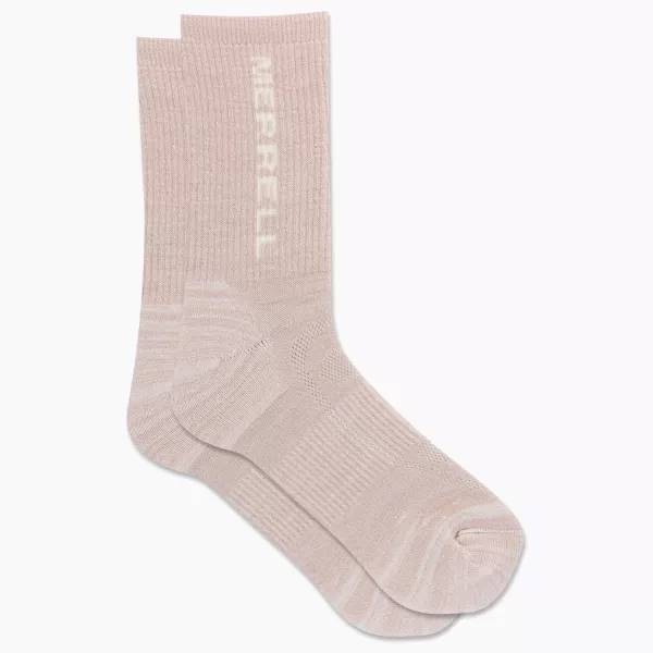 imageMerrell Mens and Womens Zoned Cushioned Wool Hiking Crew Socks1 Pair PackBreathable Arch SupportLight Pink