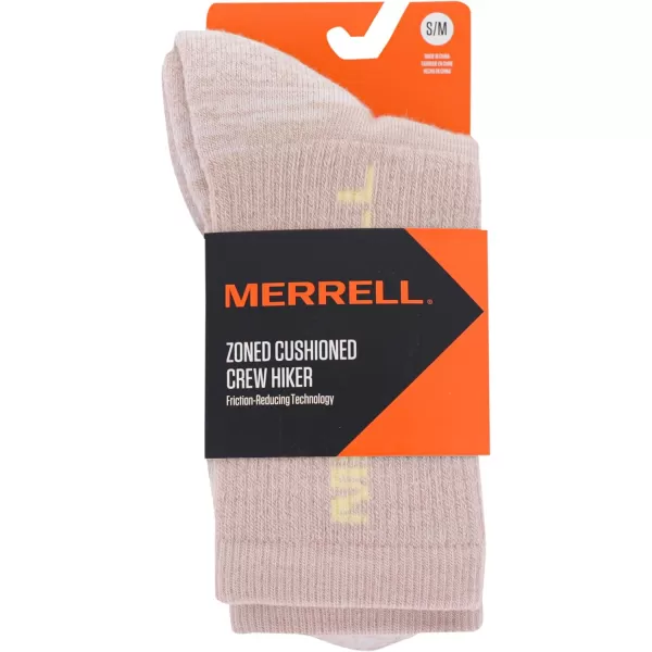 imageMerrell Mens and Womens Zoned Cushioned Wool Hiking Crew Socks1 Pair PackBreathable Arch SupportLight Pink