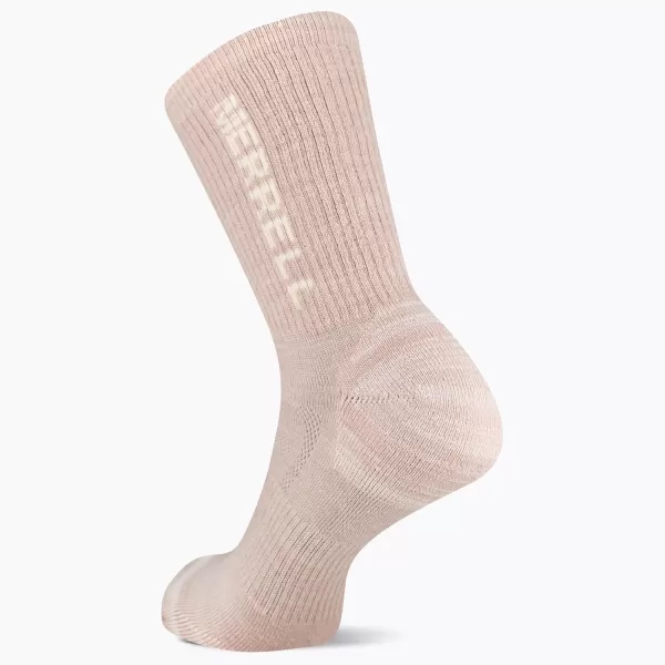 imageMerrell Mens and Womens Zoned Cushioned Wool Hiking Crew Socks1 Pair PackBreathable Arch SupportLight Pink