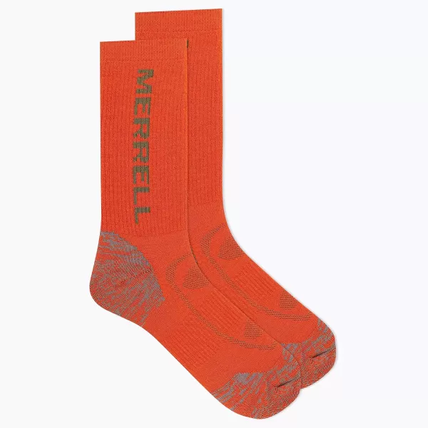 imageMerrell Mens and Womens Zoned Cushioned Wool Hiking Crew Socks1 Pair PackBreathable Arch SupportOrange