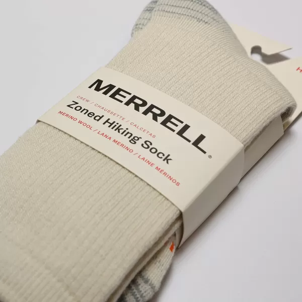 imageMerrell Mens and Womens Zoned Cushioned Wool Hiking Crew Socks1 Pair PackBreathable Arch SupportWhisper White