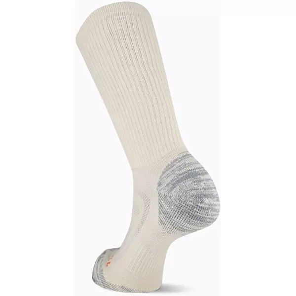 imageMerrell Mens and Womens Zoned Cushioned Wool Hiking Crew Socks1 Pair PackBreathable Arch SupportWhisper White