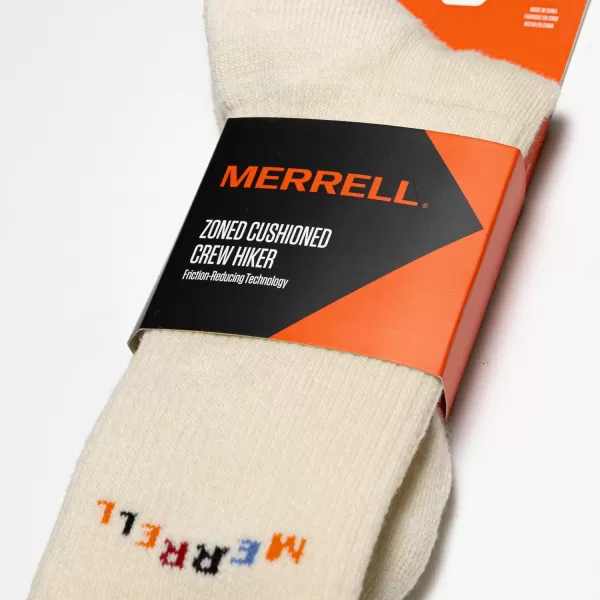 imageMerrell Mens and Womens Zoned Cushioned Wool Hiking Crew Socks1 Pair PackBreathable Arch SupportWhite