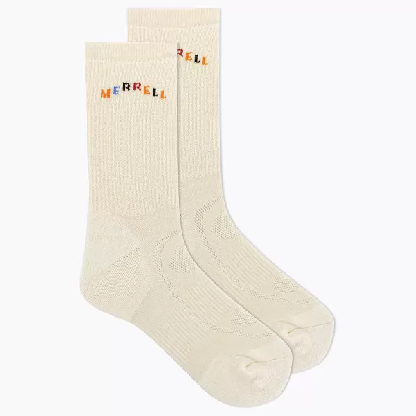 imageMerrell Mens and Womens Zoned Cushioned Wool Hiking Crew Socks1 Pair PackBreathable Arch SupportWhite