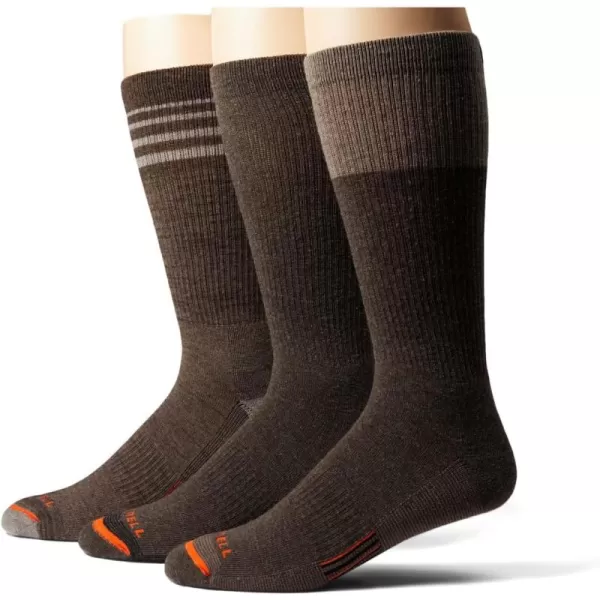 imageMerrell Mens and Womens Merino Wool Work Socks3 Pair PackArch SupportCrew  Brown