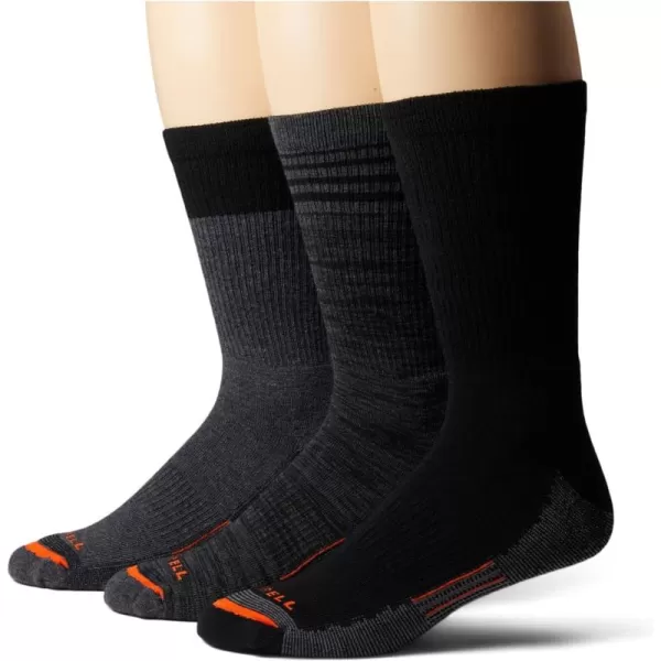imageMerrell Mens and Womens Merino Wool Work Socks3 Pair PackArch SupportCrew  Charcoal