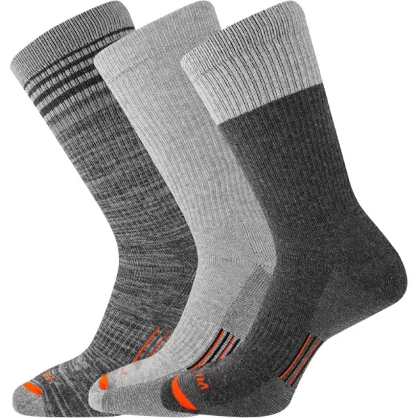 imageMerrell Mens and Womens Merino Wool Work Socks3 Pair PackArch SupportCrew  Light Gray