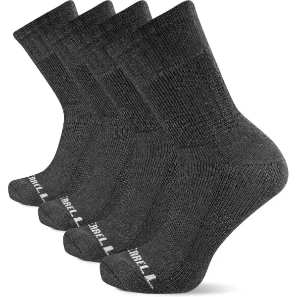imageMerrell Mens and Womens Thermal Hiking Crew Socks4 Pair PackUnisex Arch Support Band and Wool BlendBlack