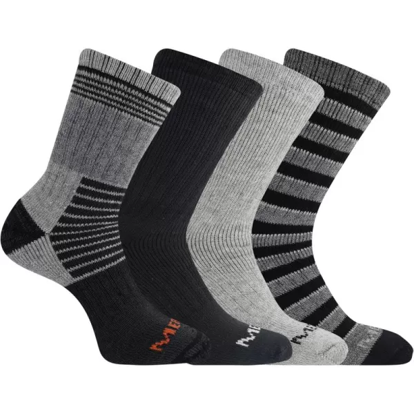imageMerrell Mens and Womens Thermal Hiking Crew Socks4 Pair PackUnisex Arch Support Band and Wool BlendBlack Assorted