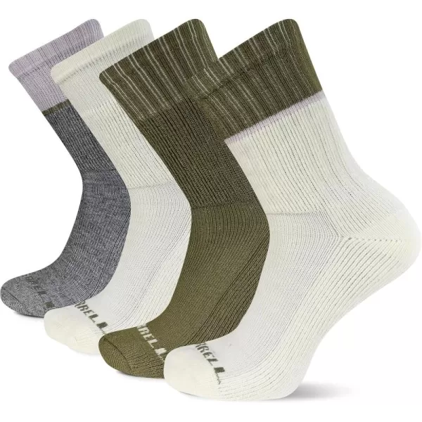 imageMerrell Mens and Womens Thermal Hiking Crew Socks4 Pair PackUnisex Arch Support Band and Wool BlendGray Assorted