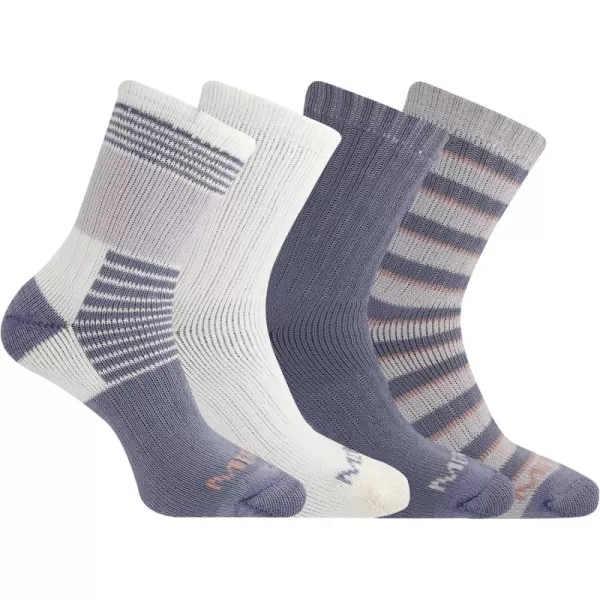 imageMerrell Mens and Womens Thermal Hiking Crew Socks4 Pair PackUnisex Arch Support Band and Wool BlendStripe Assorted