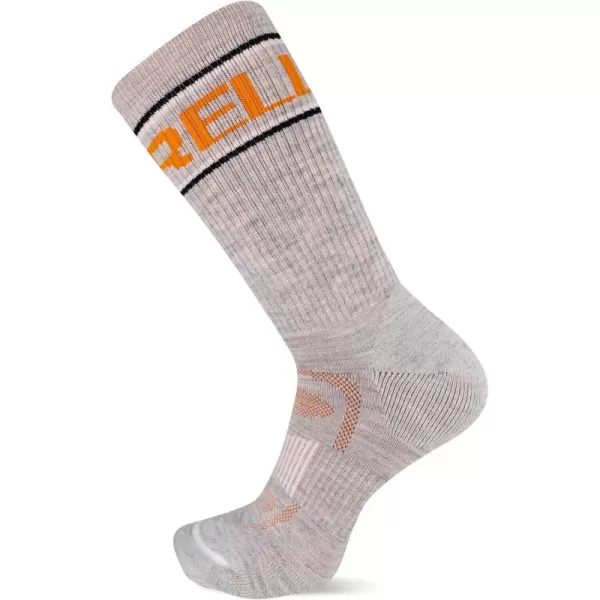imageMerrell Mens and Womens Zoned Cushioned Wool Hiking Crew Socks1 Pair PackBreathable Arch SupportGray