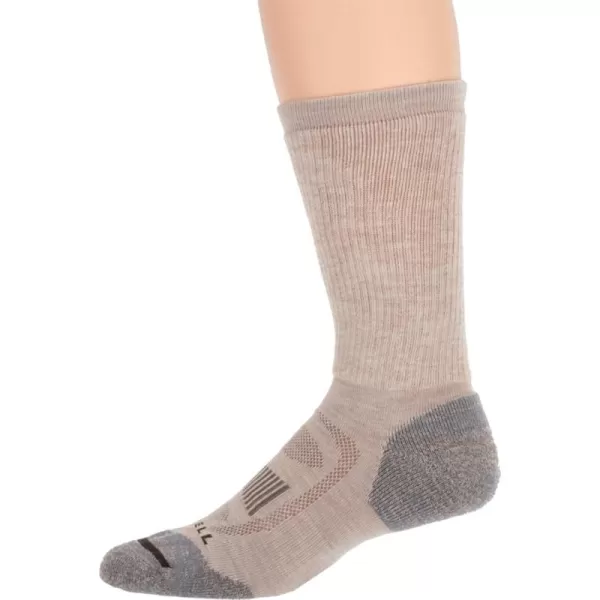 imageMerrell Mens and Womens Zoned Cushioned Wool Hiking Crew Socks1 Pair PackBreathable Arch SupportOatmeal Heather