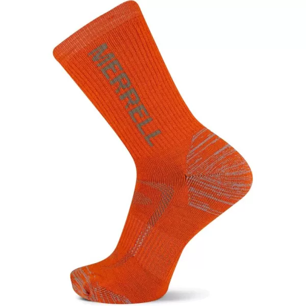 imageMerrell Mens and Womens Zoned Cushioned Wool Hiking Crew Socks1 Pair PackBreathable Arch SupportOrange