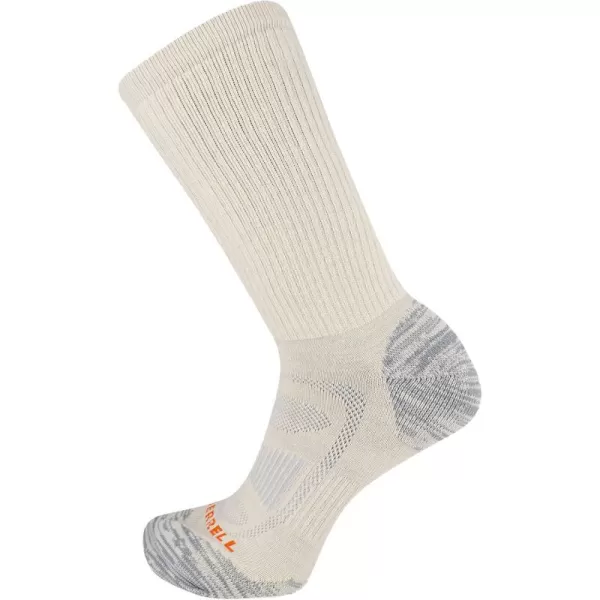 imageMerrell Mens and Womens Zoned Cushioned Wool Hiking Crew Socks1 Pair PackBreathable Arch SupportWhisper White
