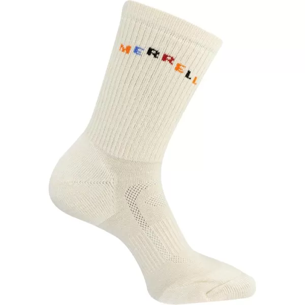 imageMerrell Mens and Womens Zoned Cushioned Wool Hiking Crew Socks1 Pair PackBreathable Arch SupportWhite
