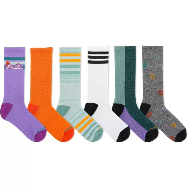 imageMerrell Kids Everyday Half Cushion Crew Socks  6 Pair Pack  Reinforced Heel and ToeLavender Assorted