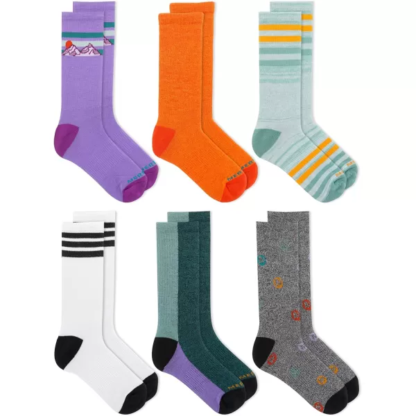 imageMerrell Kids Everyday Half Cushion Crew Socks  6 Pair Pack  Reinforced Heel and ToeLavender Assorted