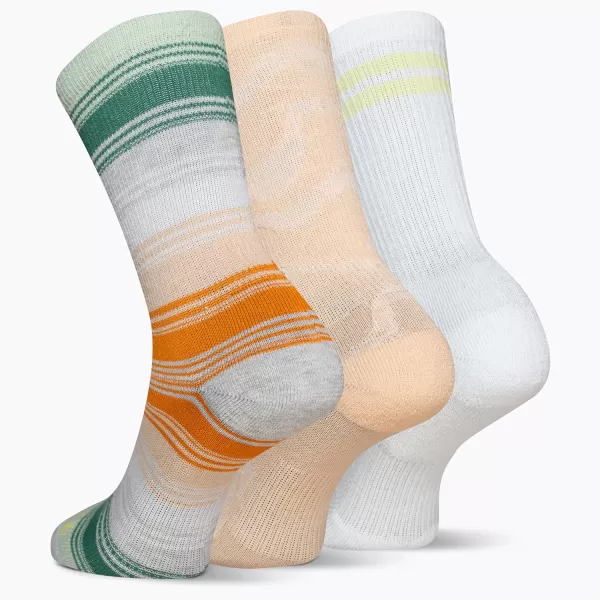 imageMerrell Mens and Womens Recycled Everyday Half Cushion Socks  3 Pairs  Breathable Hiking SocksCrew  Peach Assorted