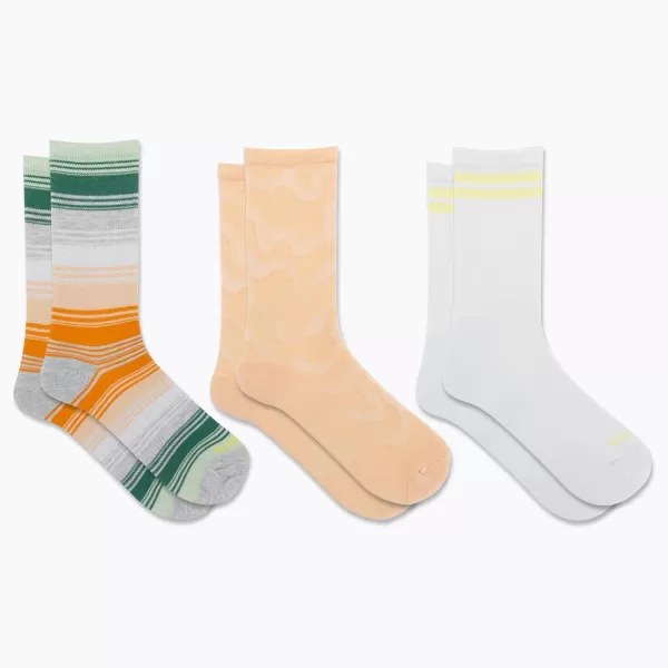 imageMerrell Mens and Womens Recycled Everyday Half Cushion Socks  3 Pairs  Breathable Hiking SocksCrew  Peach Assorted
