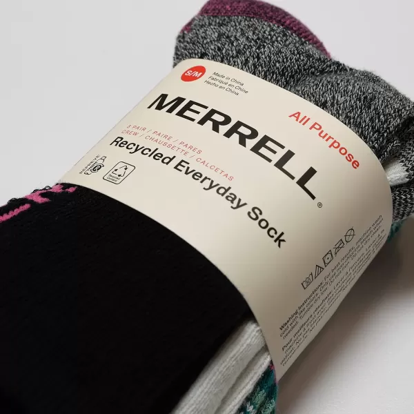 imageMerrell Mens and Womens Recycled Everyday Half Cushion Socks  3 Pairs  Breathable Hiking SocksCrew  Pink Assorted