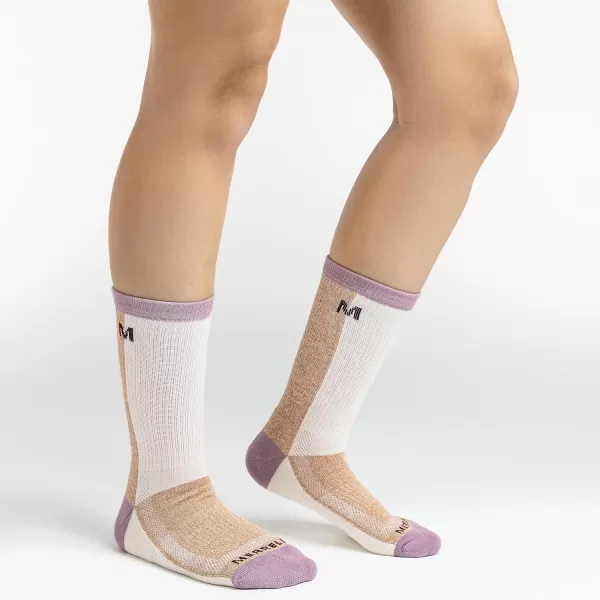 imageMerrell Mens and Womens Recycled Everyday Half Cushion Socks  3 Pairs  Breathable Hiking SocksCrew  Purple Assorted