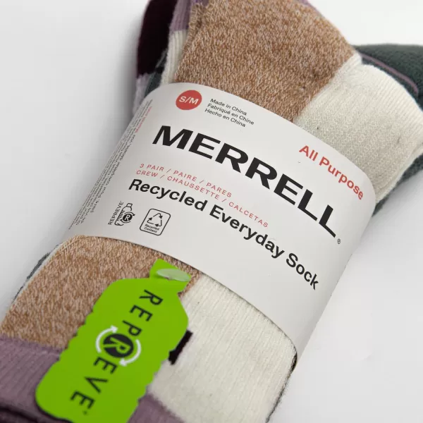 imageMerrell Mens and Womens Recycled Everyday Half Cushion Socks  3 Pairs  Breathable Hiking SocksCrew  Purple Assorted