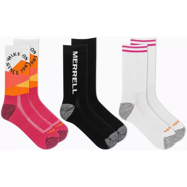 imageMerrell Mens and Womens Recycled Everyday Half Cushion Socks  3 Pairs  Breathable Hiking SocksCrew  Purple Hike on
