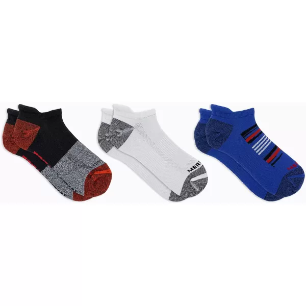 imageMerrell Mens and Womens Recycled Everyday Half Cushion Socks  3 Pairs  Breathable Hiking SocksCrew  Red Assorted