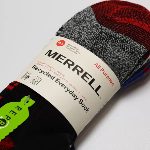 imageMerrell Mens and Womens Recycled Everyday Half Cushion Socks  3 Pairs  Breathable Hiking SocksCrew  Red Assorted