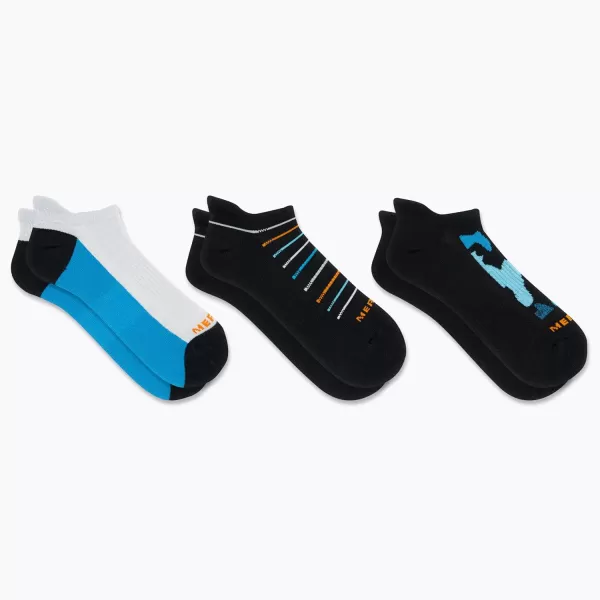 imageMerrell Mens and Womens Recycled Everyday Half Cushion Socks  3 Pairs  Breathable Hiking SocksLow Cut Tab  Blue Assorted