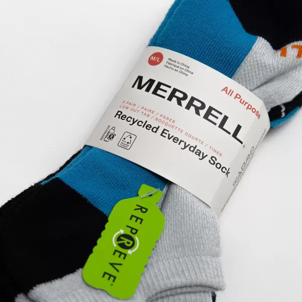 imageMerrell Mens and Womens Recycled Everyday Half Cushion Socks  3 Pairs  Breathable Hiking SocksLow Cut Tab  Blue Assorted