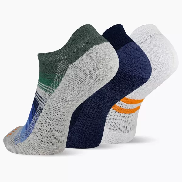 imageMerrell Mens and Womens Recycled Everyday Half Cushion Socks  3 Pairs  Breathable Hiking SocksLow Cut Tab  Blue Stripe Assorted