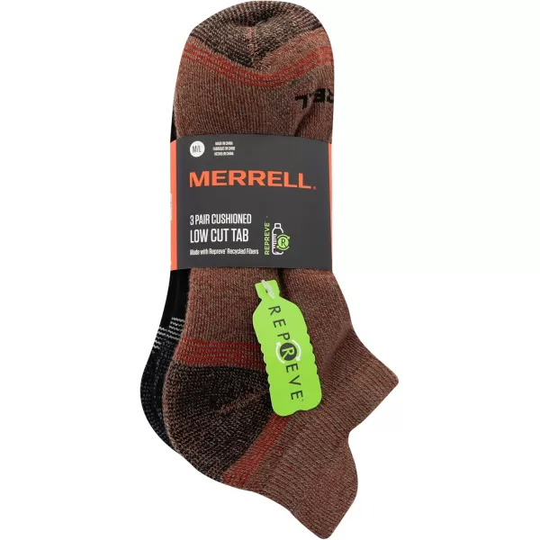 imageMerrell Mens and Womens Recycled Everyday Half Cushion Socks  3 Pairs  Breathable Hiking SocksLow Cut Tab  Brick Assorted