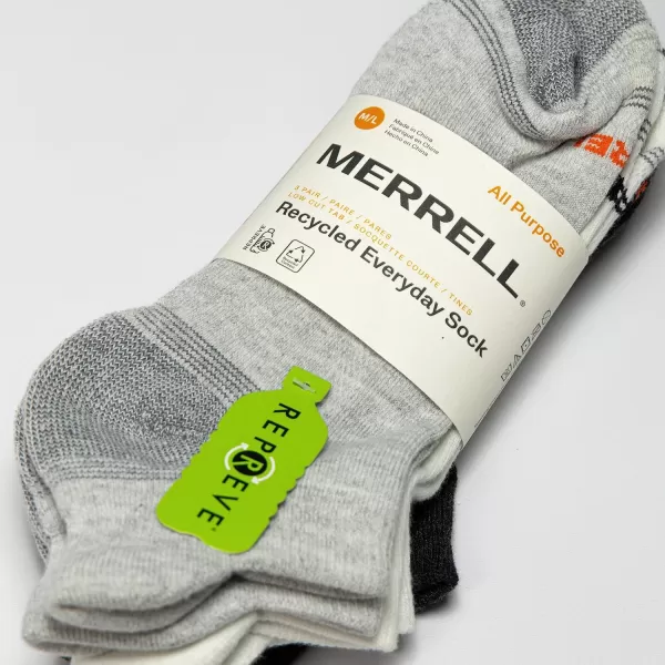 imageMerrell Mens and Womens Recycled Everyday Half Cushion Socks  3 Pairs  Breathable Hiking SocksLow Cut Tab  Gray Assorted