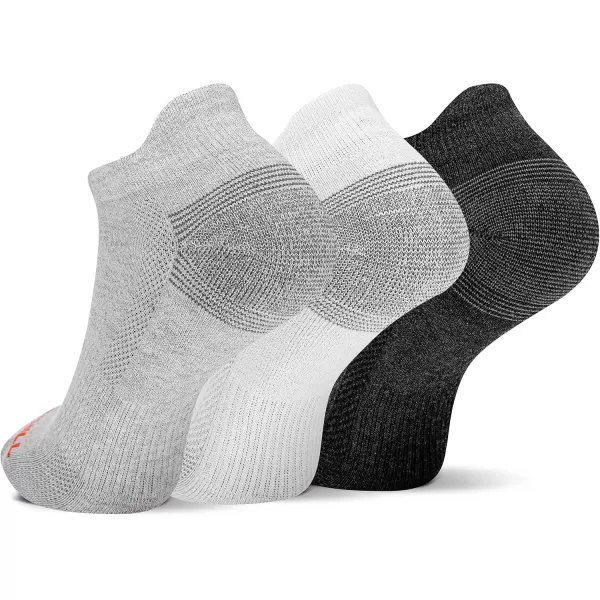 imageMerrell Mens and Womens Recycled Everyday Half Cushion Socks  3 Pairs  Breathable Hiking SocksLow Cut Tab  Gray Assorted
