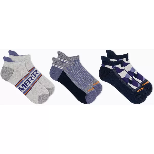 imageMerrell Mens and Womens Recycled Everyday Half Cushion Socks  3 Pairs  Breathable Hiking SocksLow Cut Tab  Navy Assorted