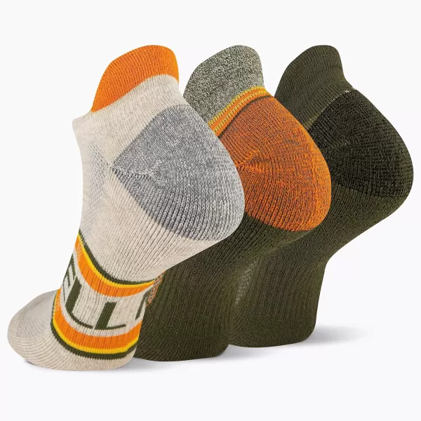 imageMerrell Mens and Womens Recycled Everyday Half Cushion Socks  3 Pairs  Breathable Hiking SocksLow Cut Tab  Orange Assorted