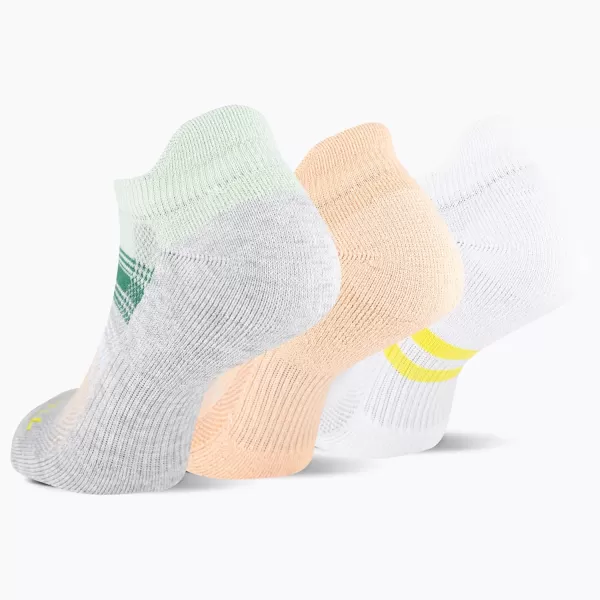imageMerrell Mens and Womens Recycled Everyday Half Cushion Socks  3 Pairs  Breathable Hiking SocksLow Cut Tab  Peach Assorted