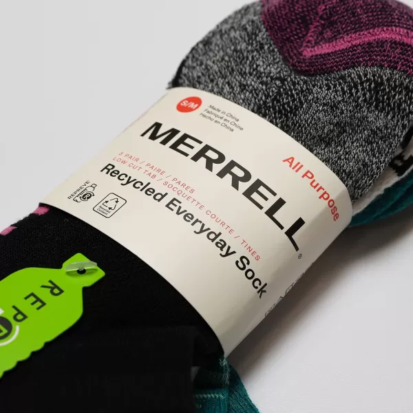 imageMerrell Mens and Womens Recycled Everyday Half Cushion Socks  3 Pairs  Breathable Hiking SocksLow Cut Tab  Pink Assorted