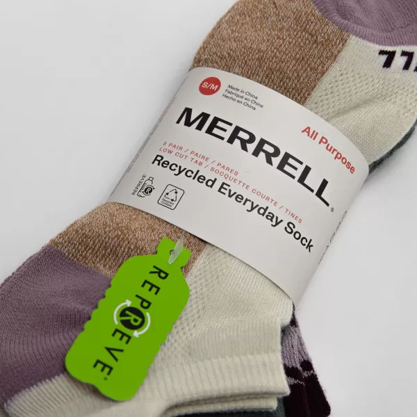 imageMerrell Mens and Womens Recycled Everyday Half Cushion Socks  3 Pairs  Breathable Hiking SocksLow Cut Tab  Purple Assorted