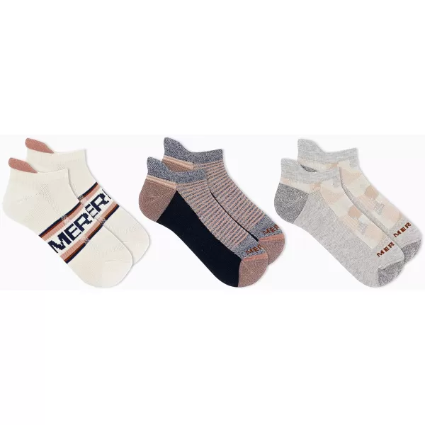 imageMerrell Mens and Womens Recycled Everyday Half Cushion Socks  3 Pairs  Breathable Hiking SocksLow Cut Tab  White Assorted