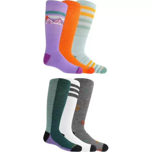 imageMerrell Kids Everyday Half Cushion Crew Socks  6 Pair Pack  Reinforced Heel and ToeLavender Assorted