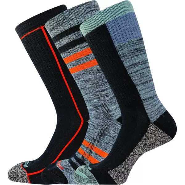 imageMerrell Mens and Womens Recycled Everyday Half Cushion Socks  3 Pairs  Breathable Hiking SocksCrew  Black Orange Assorted