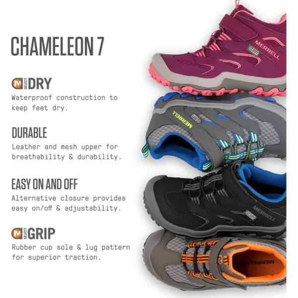 imageMerrell UnisexChild Chameleon 7 Access Mid aC WTR Hiking BootBerryCoral