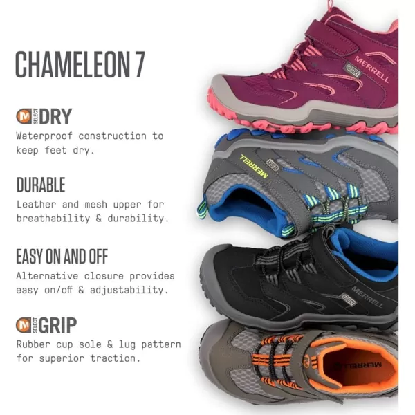 imageMerrell UnisexChild Chameleon 7 Access Mid aC WTR Hiking BootGreyBlue