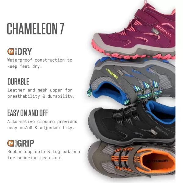 imageMerrell UnisexChild Chameleon 7 Access Mid aC WTR Hiking BootGreyBlue