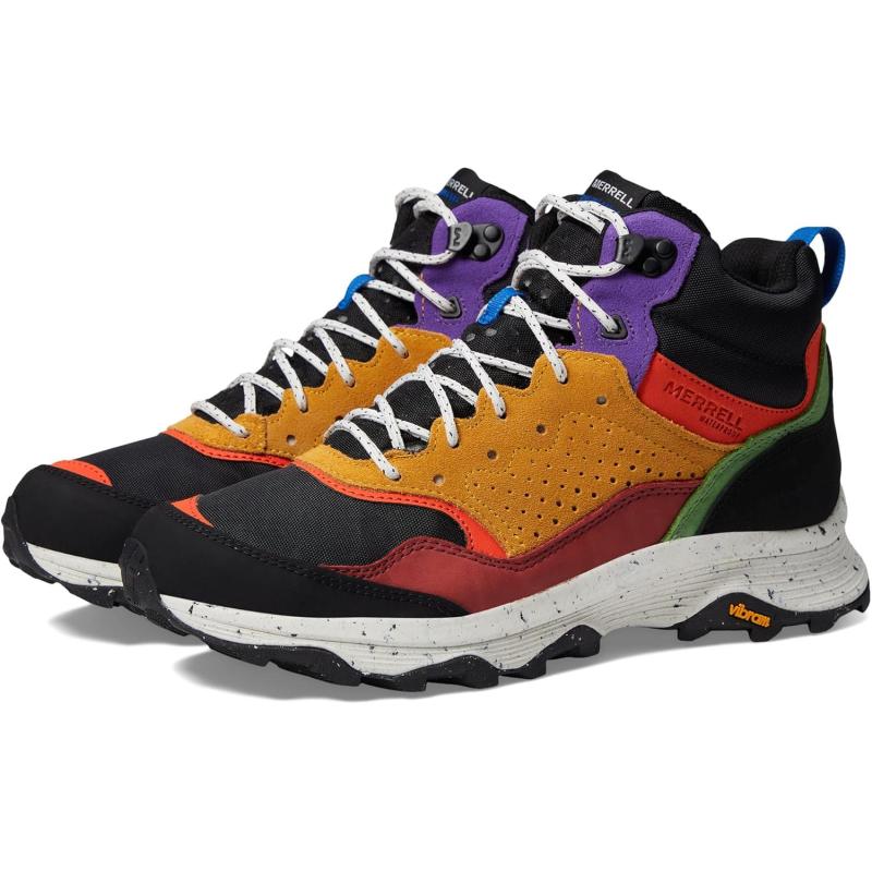imageMerrell Speed Solo Mid Waterproof Hiking Boots for Men  FloatPro Foam Midsole  Removable PU FootbedBlack Multi