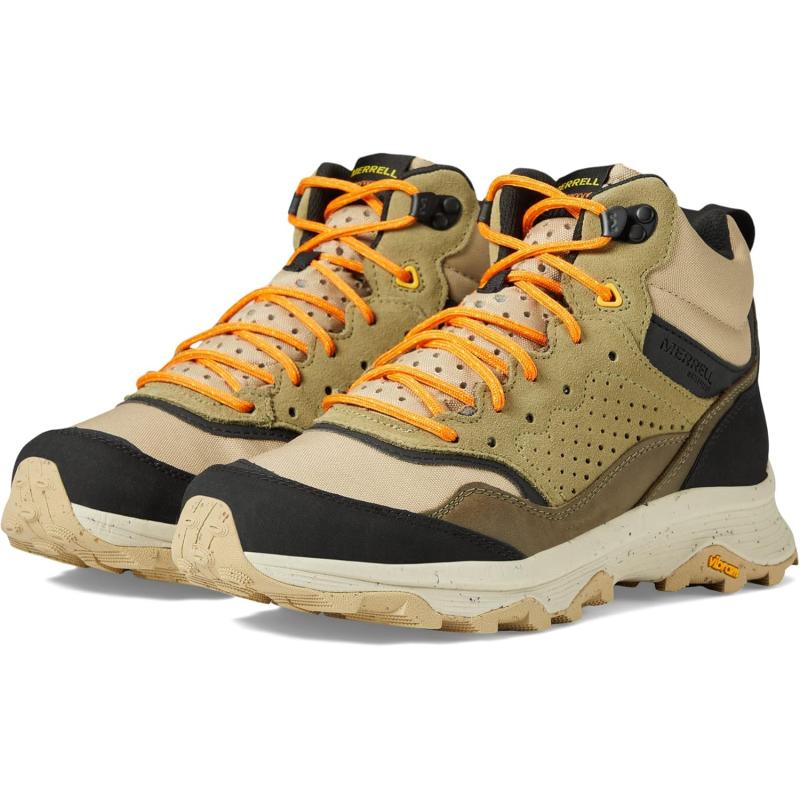 imageMerrell Speed Solo Mid Waterproof Hiking Boots for Men  FloatPro Foam Midsole  Removable PU FootbedClayOlive