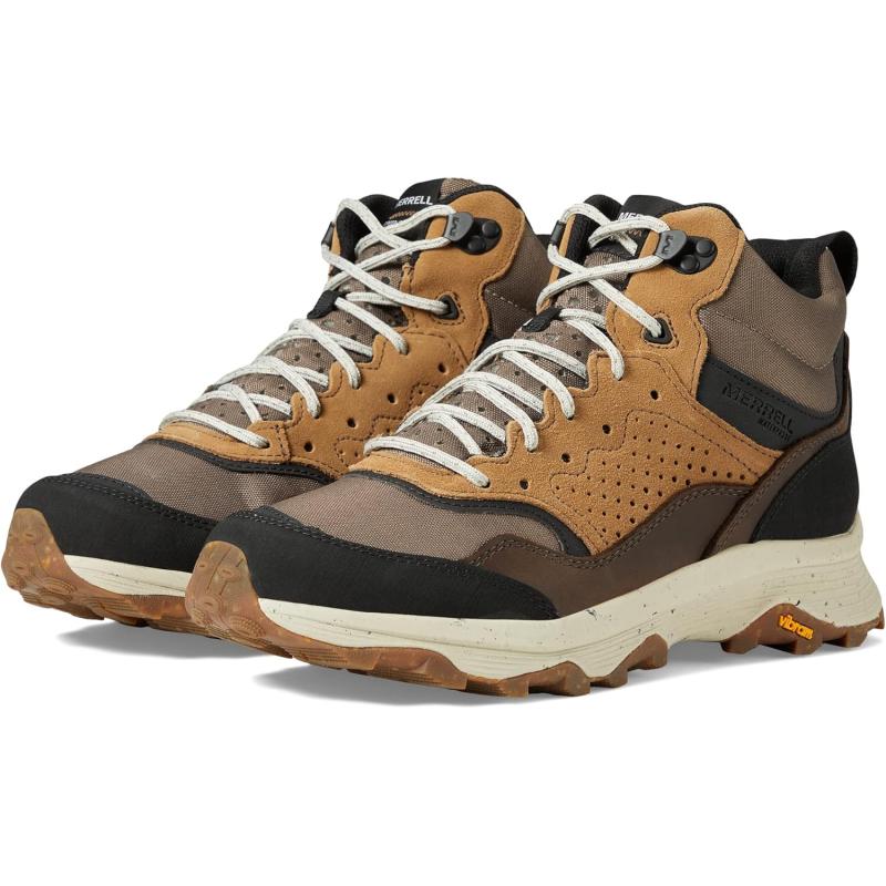 imageMerrell Speed Solo Mid Waterproof Hiking Boots for Men  FloatPro Foam Midsole  Removable PU FootbedEarth